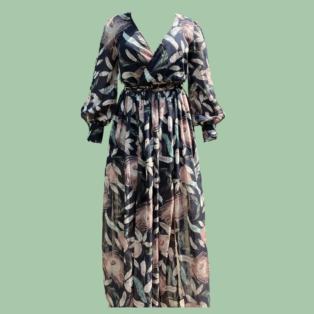 Plunging Feather Dress